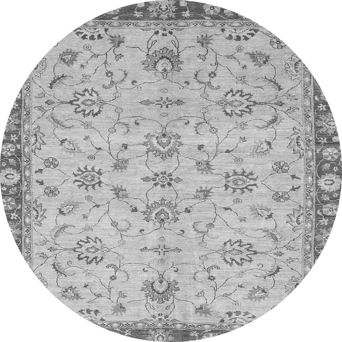 Round Machine Washable Oriental Gray Traditional Rug, wshabs3016gry