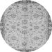 Round Machine Washable Oriental Gray Traditional Rug, wshabs3016gry