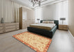 Machine Washable Abstract Orange Rug in a Bedroom, wshabs3016