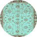 Round Oriental Light Blue Traditional Rug, abs3016lblu