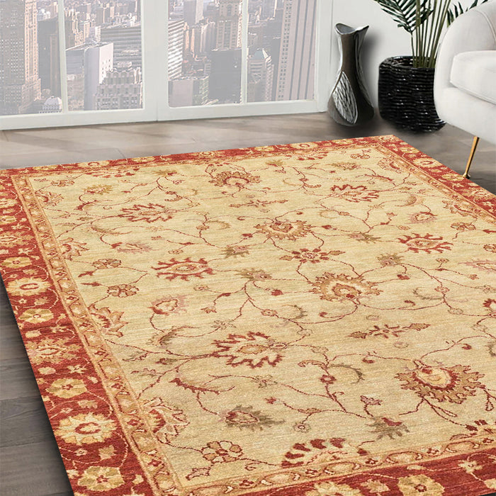 Abstract Orange Oriental Rug in Family Room, abs3016