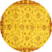 Round Oriental Yellow Traditional Rug, abs3016yw