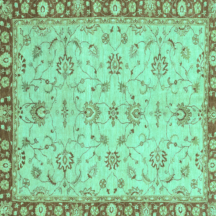 Square Machine Washable Oriental Turquoise Traditional Area Rugs, wshabs3016turq