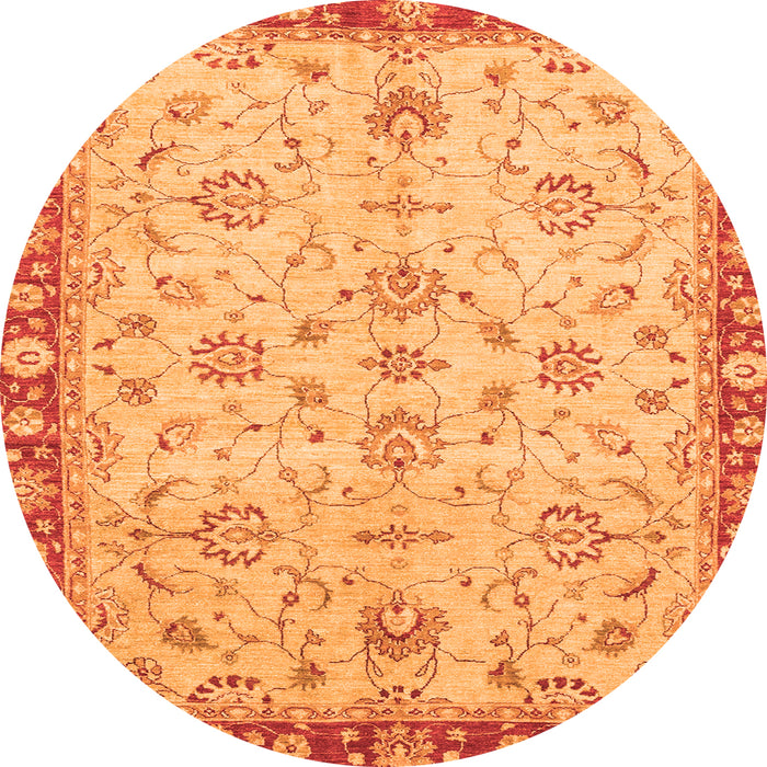 Round Oriental Orange Traditional Rug, abs3016org