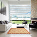 Square Abstract Orange Oriental Rug in a Living Room, abs3016