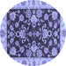 Round Machine Washable Oriental Blue Traditional Rug, wshabs3017blu