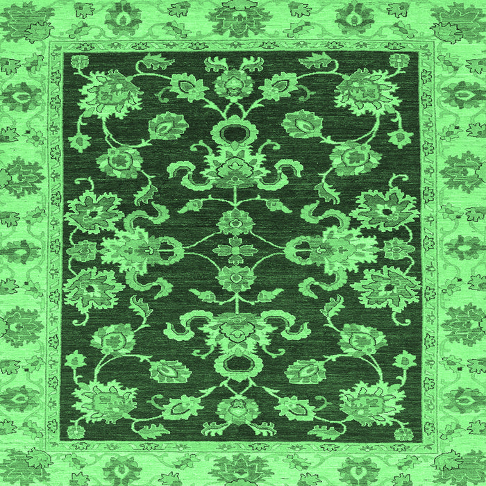Square Oriental Emerald Green Traditional Rug, abs3017emgrn