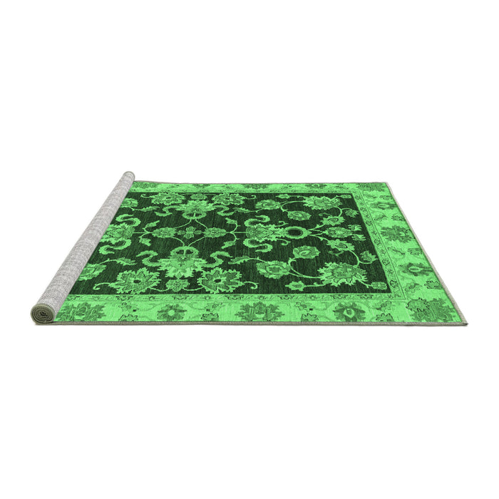 Sideview of Machine Washable Oriental Emerald Green Traditional Area Rugs, wshabs3017emgrn