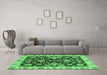 Machine Washable Oriental Emerald Green Traditional Area Rugs in a Living Room,, wshabs3017emgrn