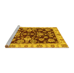 Sideview of Machine Washable Oriental Yellow Traditional Rug, wshabs3017yw