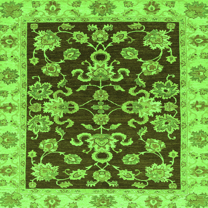 Square Machine Washable Oriental Green Traditional Area Rugs, wshabs3017grn