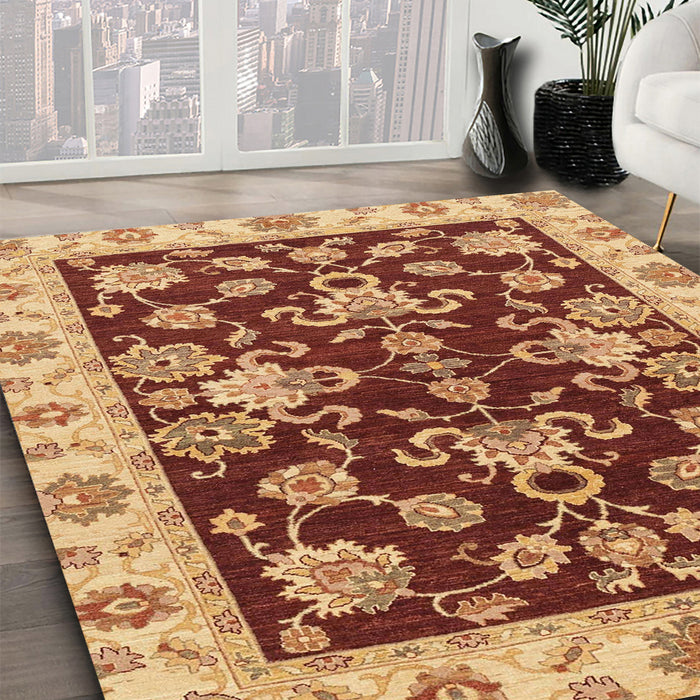 Abstract Red Oriental Rug in Family Room, abs3017