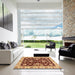 Square Abstract Red Oriental Rug in a Living Room, abs3017