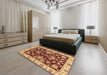 Abstract Red Oriental Rug in a Bedroom, abs3017