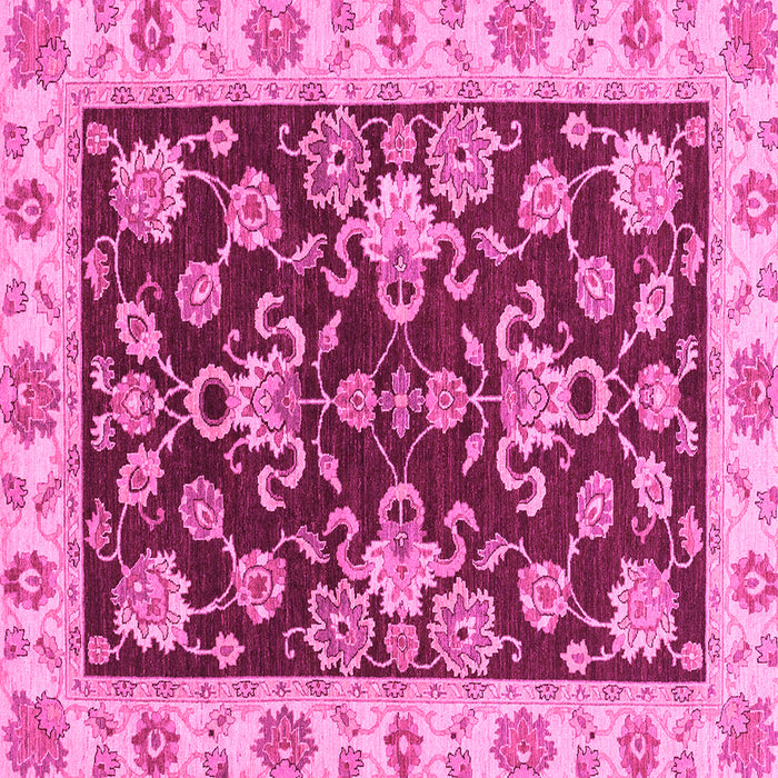 Square Machine Washable Oriental Pink Traditional Rug, wshabs3017pnk