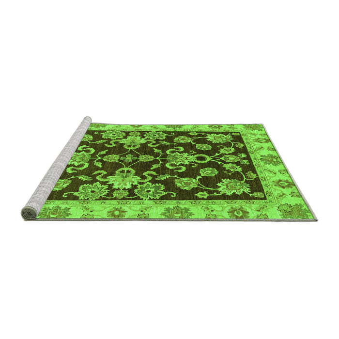 Sideview of Machine Washable Oriental Green Traditional Area Rugs, wshabs3017grn