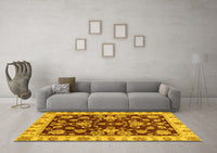 Machine Washable Oriental Yellow Traditional Rug, wshabs3017yw