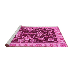 Sideview of Machine Washable Oriental Pink Traditional Rug, wshabs3017pnk