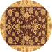 Round Oriental Brown Traditional Rug, abs3017brn