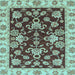 Square Machine Washable Oriental Light Blue Traditional Rug, wshabs3017lblu