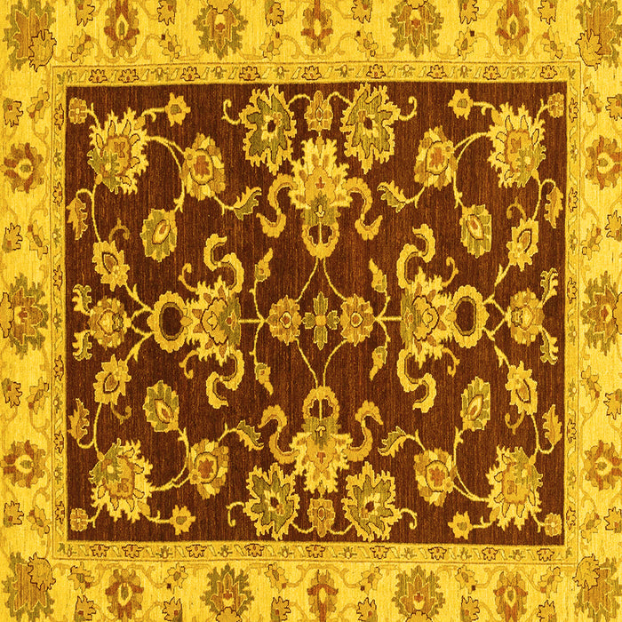 Square Machine Washable Oriental Yellow Traditional Rug, wshabs3017yw