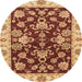 Round Abstract Red Oriental Rug, abs3017