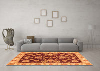 Machine Washable Oriental Orange Traditional Rug, wshabs3017org