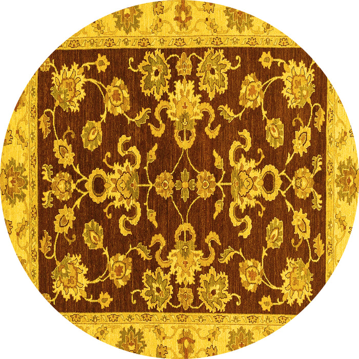 Round Oriental Yellow Traditional Rug, abs3017yw