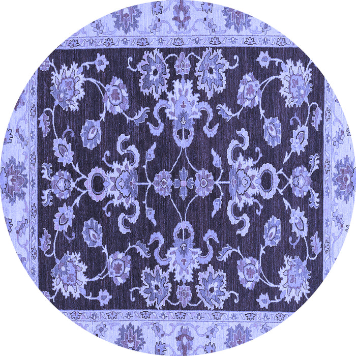 Round Oriental Blue Traditional Rug, abs3017blu
