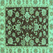 Square Oriental Turquoise Traditional Rug, abs3017turq