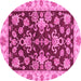 Round Oriental Pink Traditional Rug, abs3017pnk