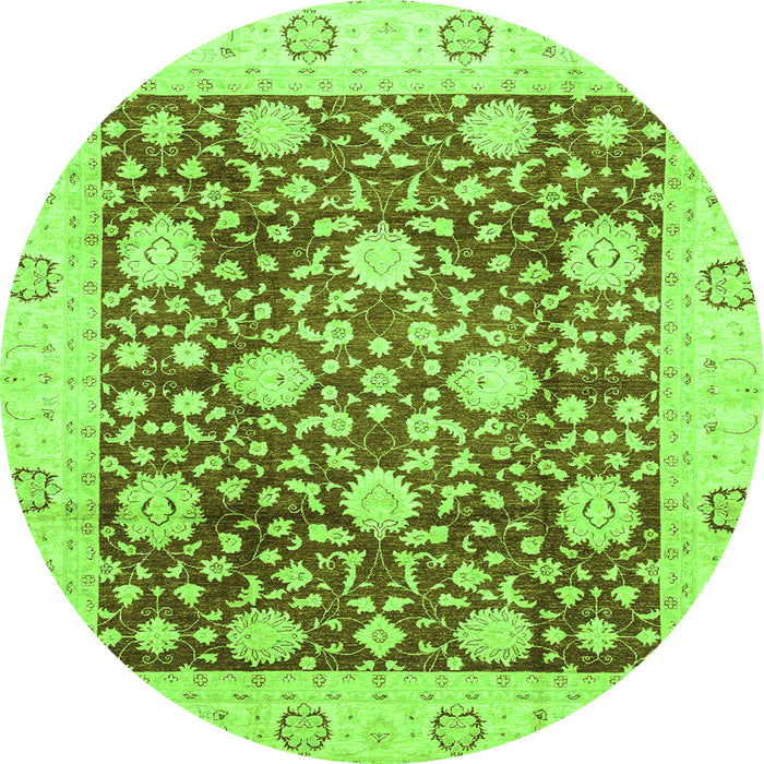 Round Oriental Green Traditional Rug, abs3018grn