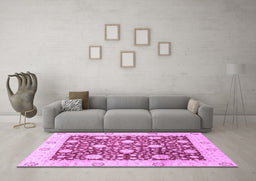 Machine Washable Oriental Purple Traditional Area Rugs in a Living Room, wshabs3018pur