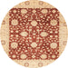 Round Machine Washable Abstract Red Rug, wshabs3018