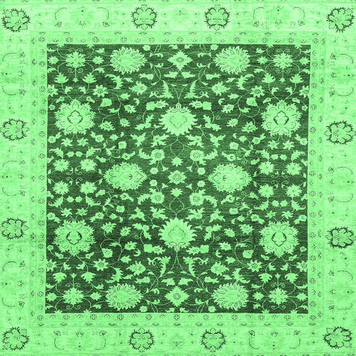 Square Machine Washable Oriental Emerald Green Traditional Area Rugs, wshabs3018emgrn