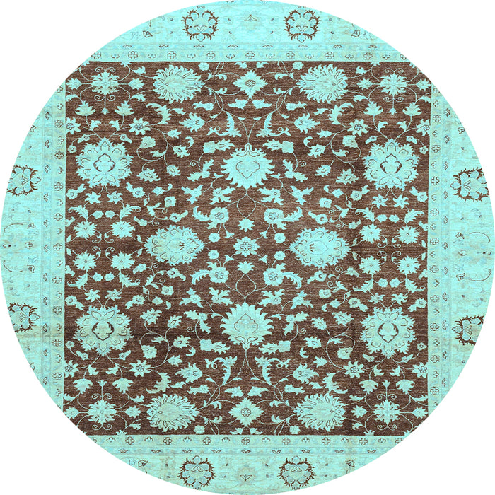 Round Oriental Light Blue Traditional Rug, abs3018lblu