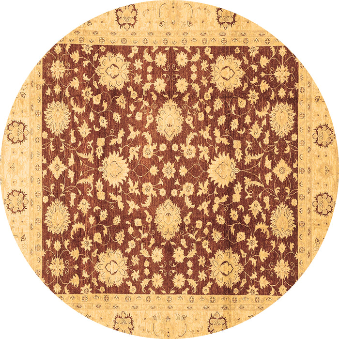 Round Machine Washable Oriental Brown Traditional Rug, wshabs3018brn