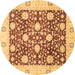 Round Machine Washable Oriental Brown Traditional Rug, wshabs3018brn