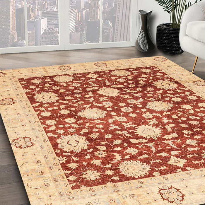 Abstract Red Oriental Rug in Family Room, abs3018