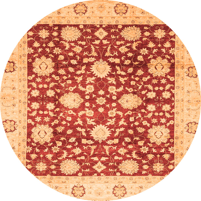 Round Oriental Orange Traditional Rug, abs3018org