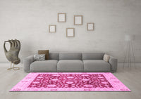 Machine Washable Oriental Pink Traditional Rug, wshabs3018pnk