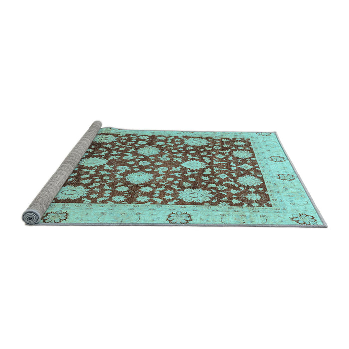 Sideview of Machine Washable Oriental Light Blue Traditional Rug, wshabs3018lblu