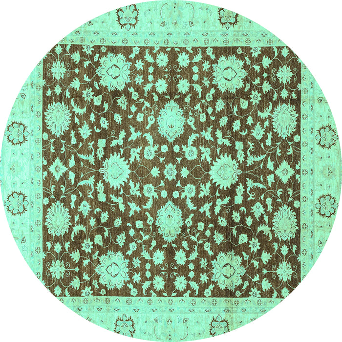 Round Oriental Turquoise Traditional Rug, abs3018turq