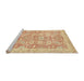 Sideview of Machine Washable Abstract Yellow Rug, wshabs3019