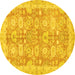 Round Machine Washable Abstract Yellow Modern Rug, wshabs3019yw