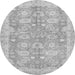 Round Machine Washable Abstract Gray Modern Rug, wshabs3019gry