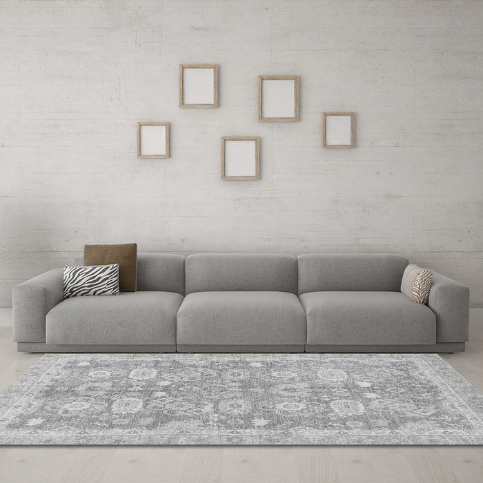 Machine Washable Abstract Gray Modern Rug in a Living Room,, wshabs3019gry