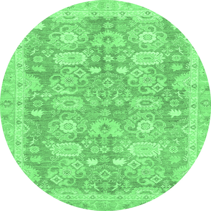 Round Abstract Emerald Green Modern Rug, abs3019emgrn