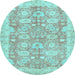 Round Abstract Light Blue Modern Rug, abs3019lblu