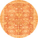 Round Machine Washable Abstract Orange Modern Area Rugs, wshabs3019org